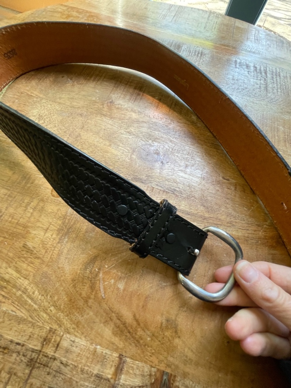 Vintage Lyntone Basketweave Leather Belt | Size 32 | Made in USA Black Tooled